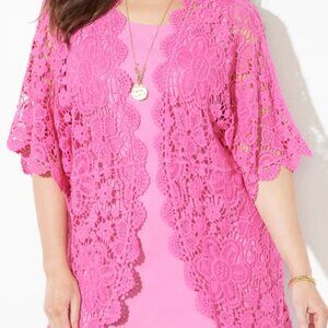 PLUS SIZE 2XL (20-22) CROCHET KIMONO THE COLOR IS VINTAGE ROSE